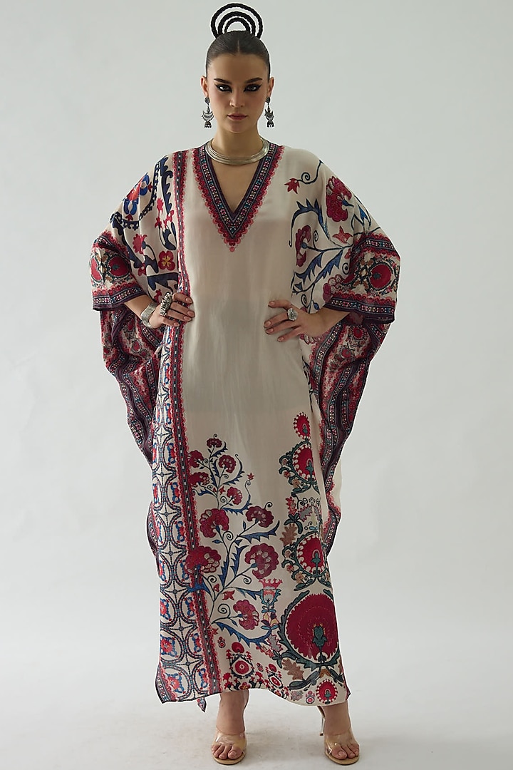 Multi-Colored Silk Printed Kaftan by Rajdeep Ranawat at Pernia's Pop Up Shop