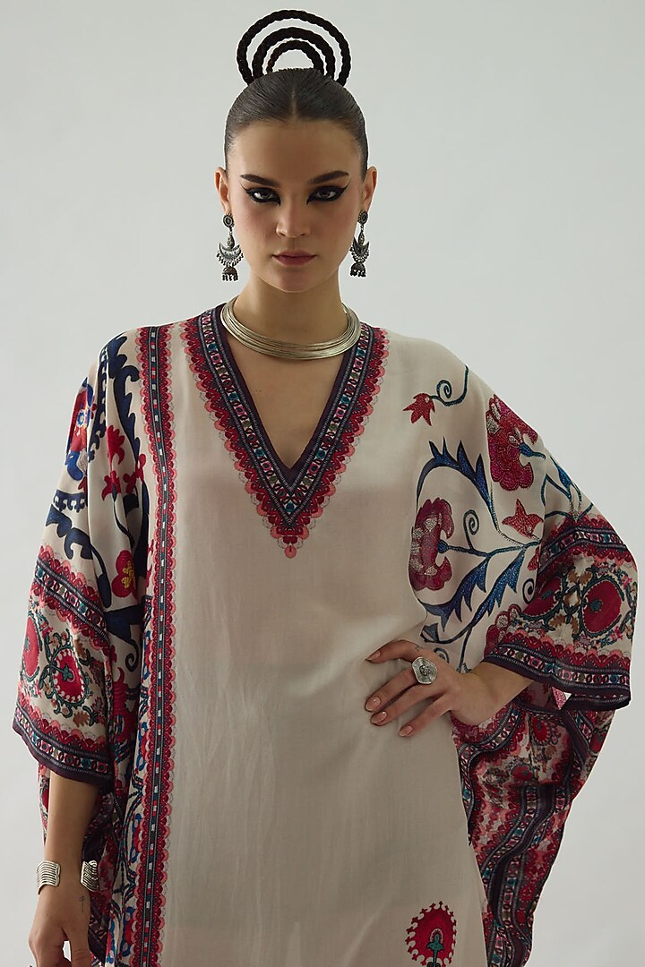 Multi-Colored Silk Printed Kaftan by Rajdeep Ranawat at Pernia's Pop Up Shop