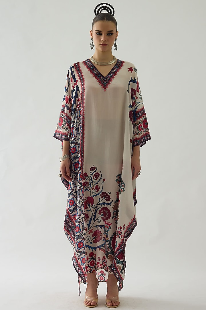 Multi-Colored Silk Printed Kaftan by Rajdeep Ranawat at Pernia's Pop Up Shop