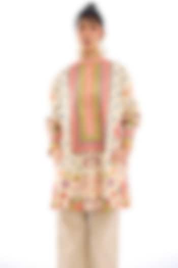 Beige Cotton Poplin Printed Tunic by Rajdeep Ranawat at Pernia's Pop Up Shop