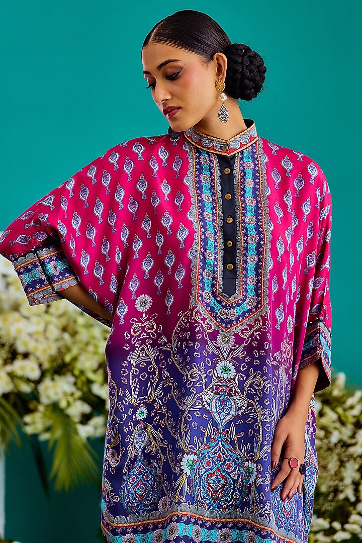 Fuchsia & Purple Silk Tunic by Rajdeep Ranawat at Pernia's Pop Up Shop