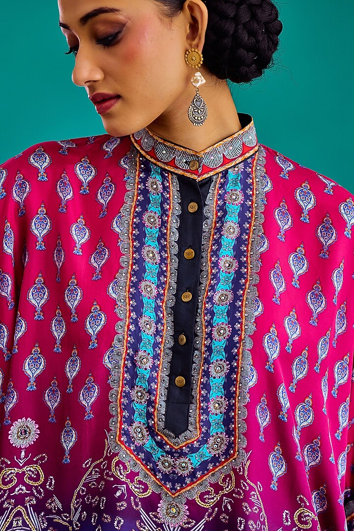 Fuchsia & Purple Silk Tunic by Rajdeep Ranawat at Pernia's Pop Up Shop
