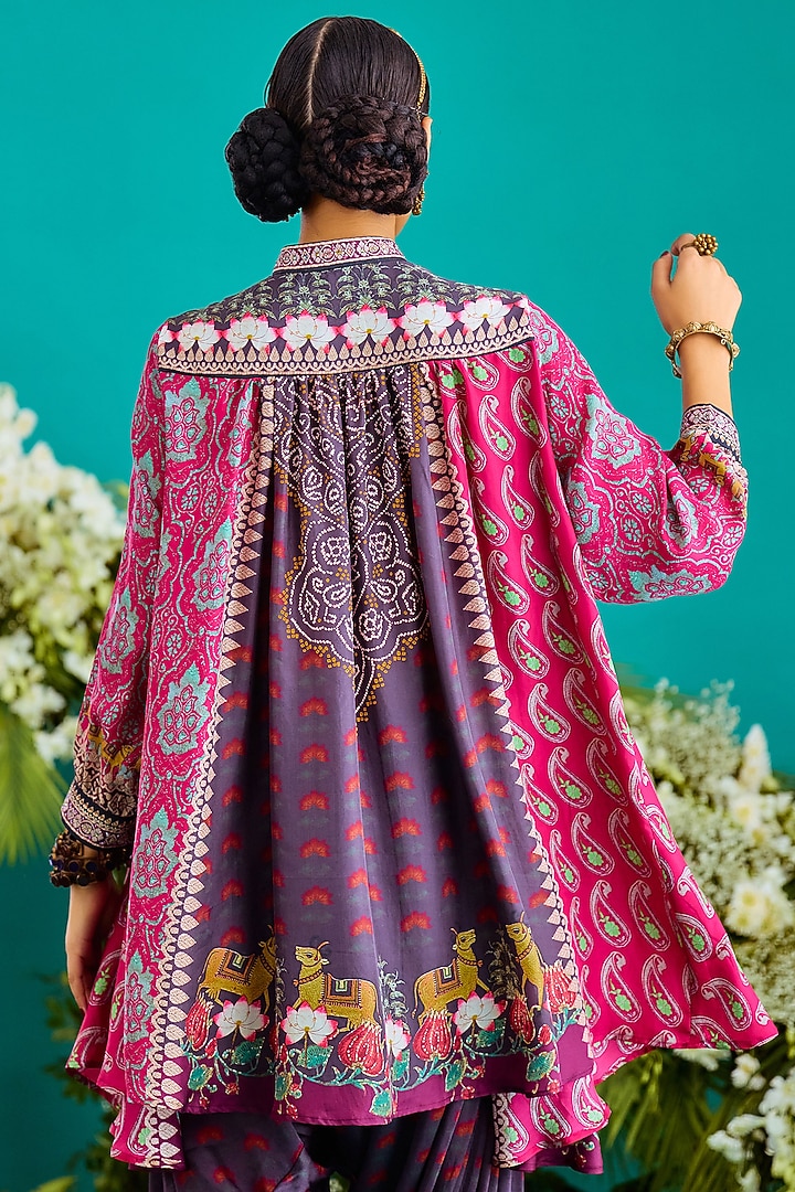 Fuchsia & Burgundy Silk Tunic by Rajdeep Ranawat at Pernia's Pop Up Shop