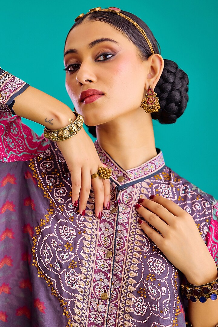 Fuchsia & Burgundy Silk Tunic by Rajdeep Ranawat at Pernia's Pop Up Shop