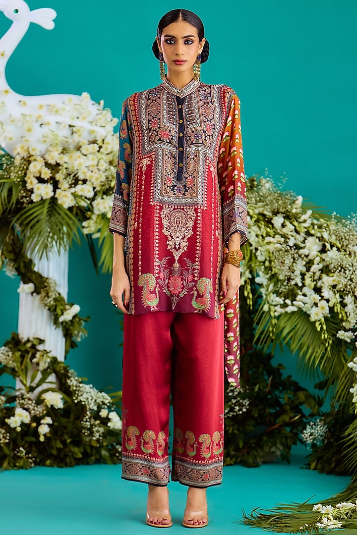 Multi-Colored Silk High-Low Tunic by Rajdeep Ranawat at Pernia's Pop Up Shop