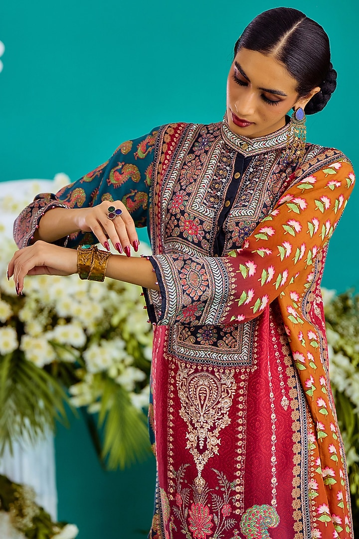 Multi-Colored Silk High-Low Tunic by Rajdeep Ranawat at Pernia's Pop Up Shop