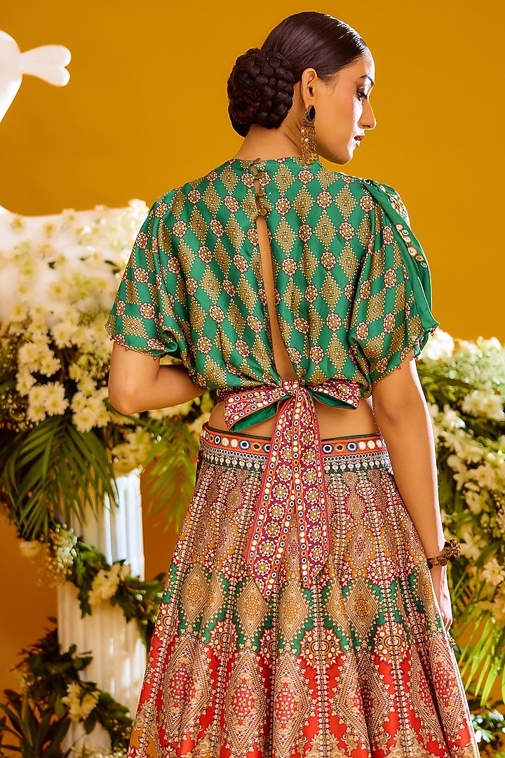 Mustard Dupion & Modal Satin Printed Skirt Set by Rajdeep Ranawat at Pernia's Pop Up Shop