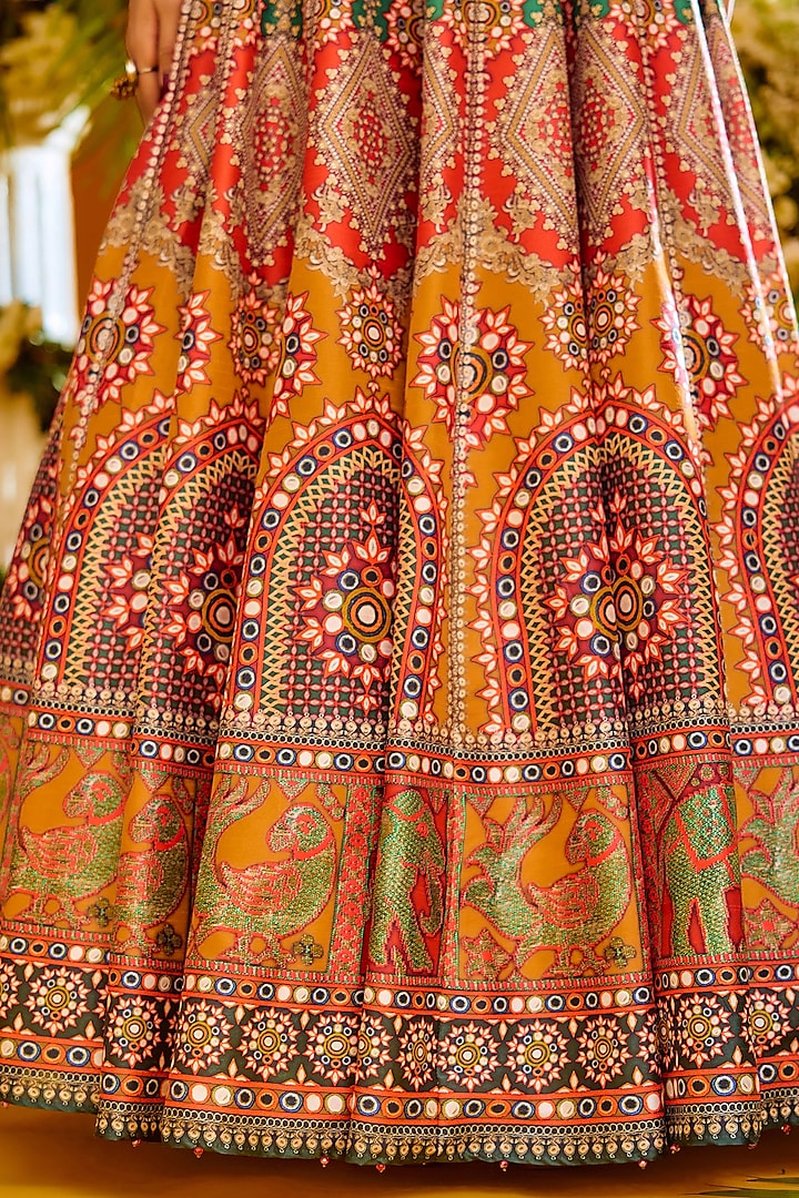 Mustard Dupion & Modal Satin Printed Skirt Set by Rajdeep Ranawat at Pernia's Pop Up Shop