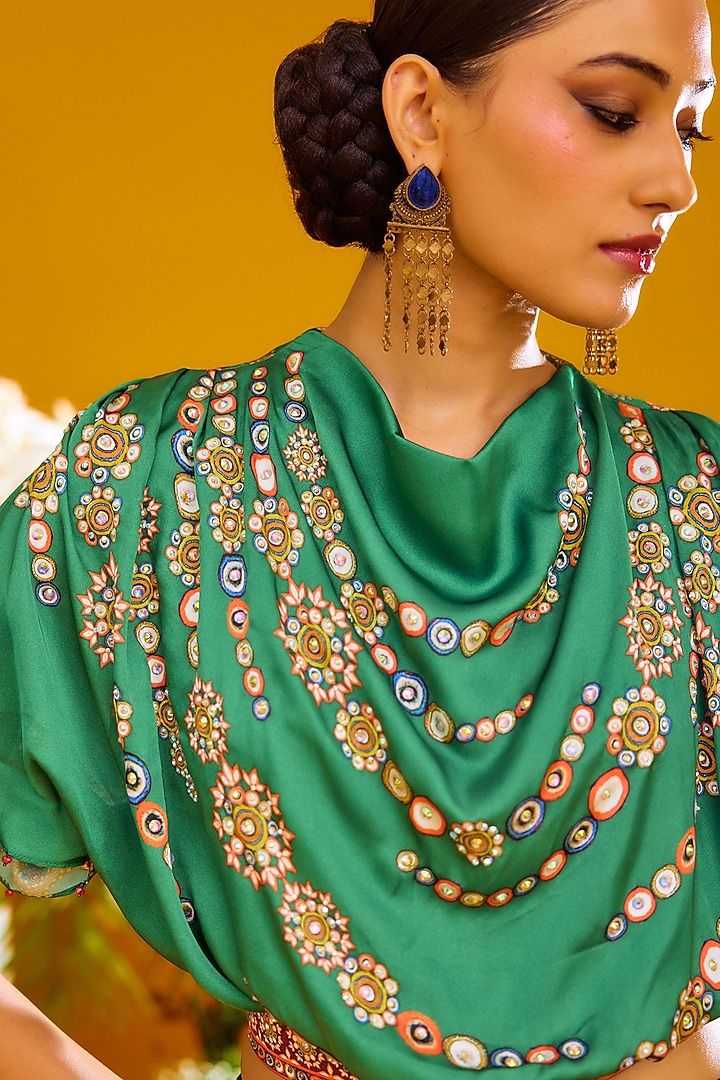 Mustard Dupion & Modal Satin Printed Skirt Set by Rajdeep Ranawat at Pernia's Pop Up Shop