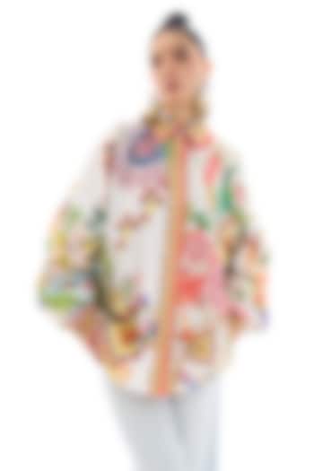 Ivory Cotton Poplin Printed Shirt by Rajdeep Ranawat at Pernia's Pop Up Shop