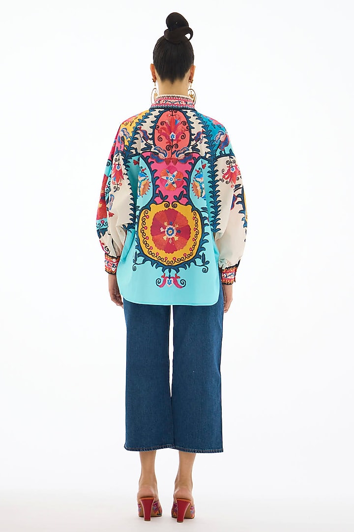 Multi-Colored Cotton Poplin Printed Shirt by Rajdeep Ranawat at Pernia's Pop Up Shop