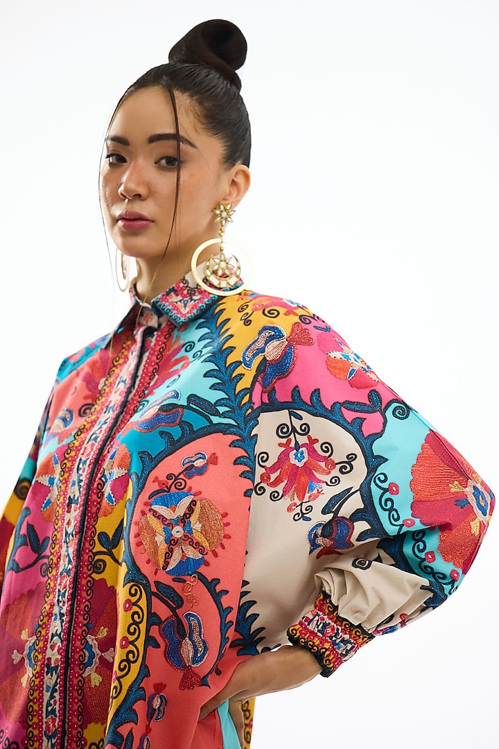 Multi-Colored Cotton Poplin Printed Shirt by Rajdeep Ranawat at Pernia's Pop Up Shop