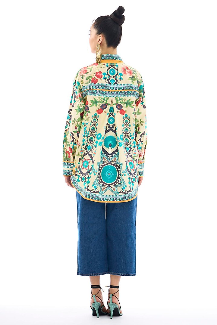 Buttercup Colored Cotton Poplin Printed Shirt by Rajdeep Ranawat at Pernia's Pop Up Shop