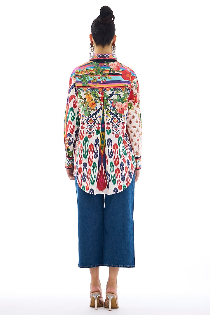 Spice Colored Cotton Poplin Printed Shirt by Rajdeep Ranawat at Pernia's Pop Up Shop