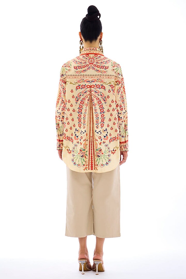 Beige & Rust Cotton Poplin Printed Shirt by Rajdeep Ranawat at Pernia's Pop Up Shop
