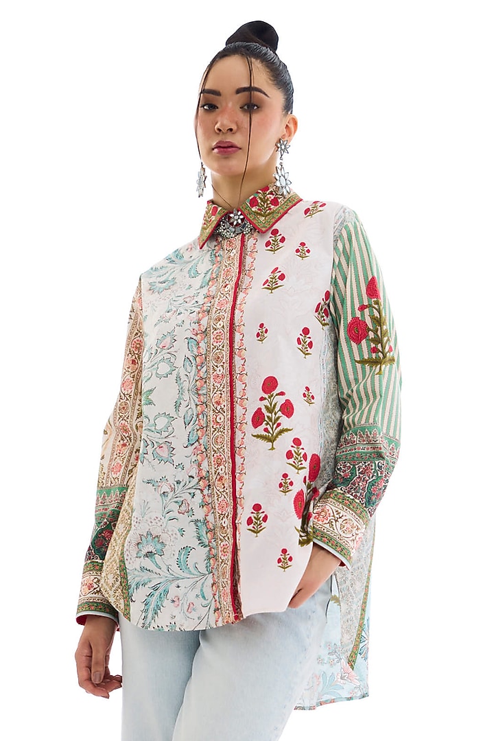 Pastel Colored Cotton Poplin Printed Shirt by Rajdeep Ranawat at Pernia's Pop Up Shop