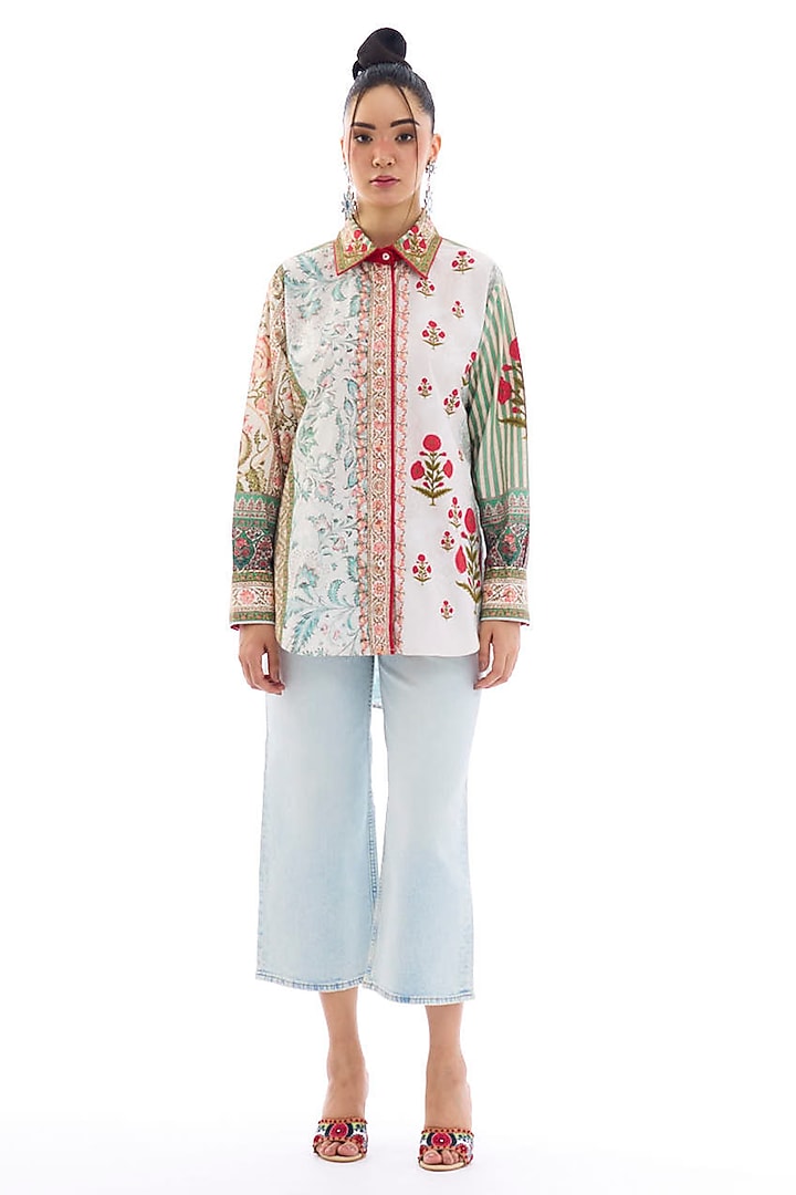 Pastel Colored Cotton Poplin Printed Shirt by Rajdeep Ranawat at Pernia's Pop Up Shop