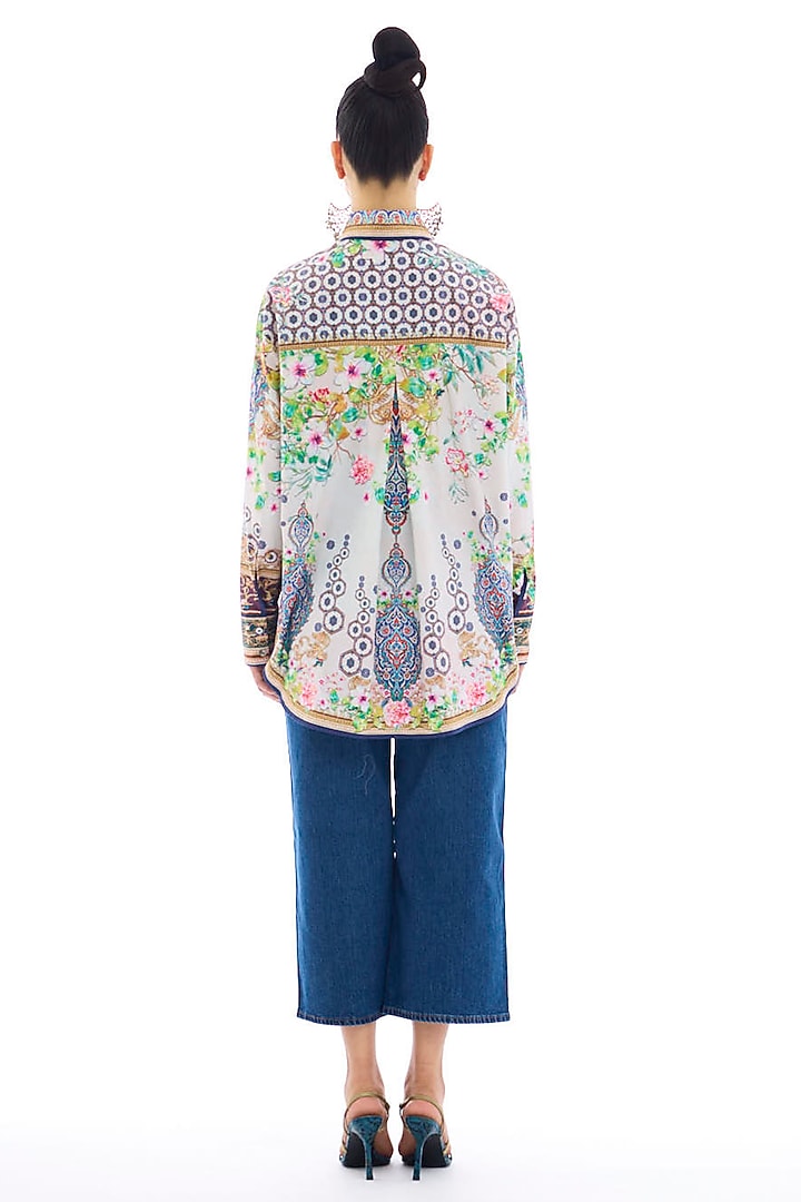 Blush Pink & Lime Cotton Poplin Printed Shirt by Rajdeep Ranawat at Pernia's Pop Up Shop