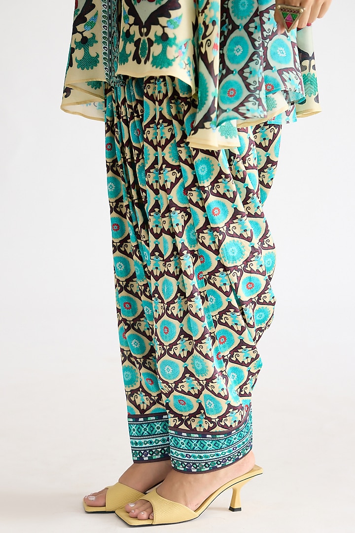 Lemon Yellow Modal Satin Printed Salwar Pants by Rajdeep Ranawat at Pernia's Pop Up Shop
