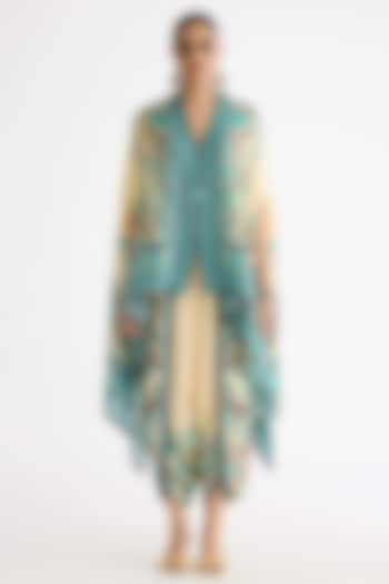 Lemon Yellow Silk Front Open Cape by Rajdeep Ranawat at Pernia's Pop Up Shop