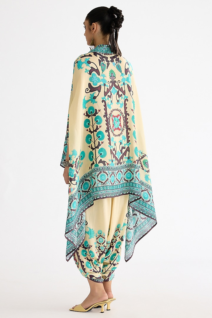 Lemon Yellow Silk Front Open Cape by Rajdeep Ranawat at Pernia's Pop Up Shop