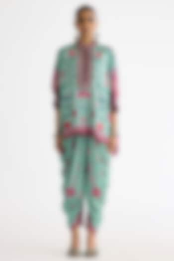 Mint Silk Printed Tunic by Rajdeep Ranawat at Pernia's Pop Up Shop