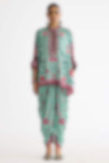 Mint Silk Printed Pants by Rajdeep Ranawat at Pernia's Pop Up Shop