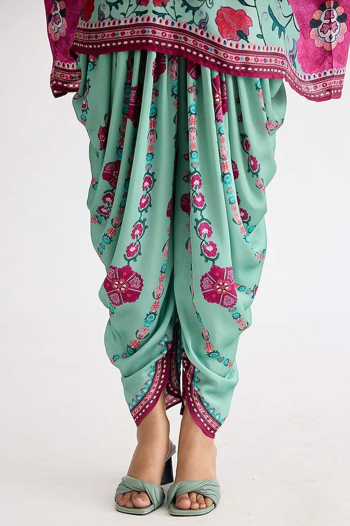 Mint Silk Printed Pants by Rajdeep Ranawat at Pernia's Pop Up Shop