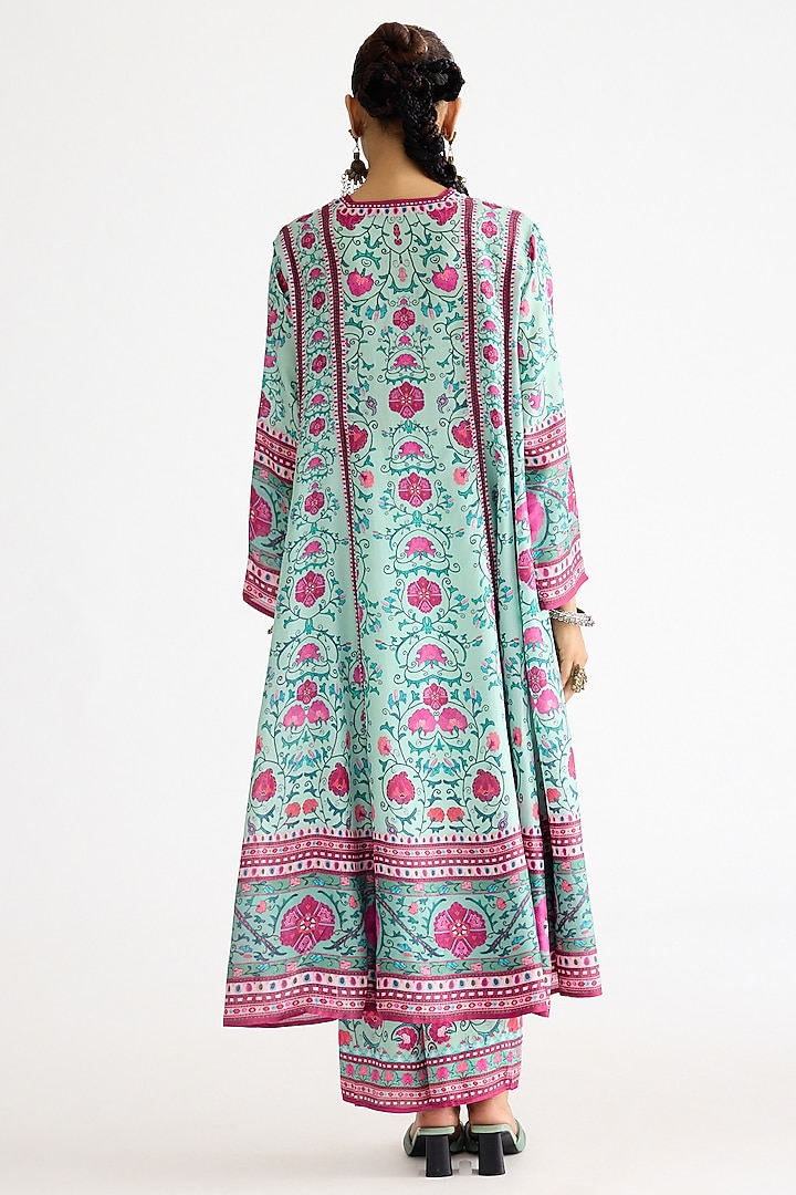 Mint Modal Satin Printed Pants by Rajdeep Ranawat at Pernia's Pop Up Shop