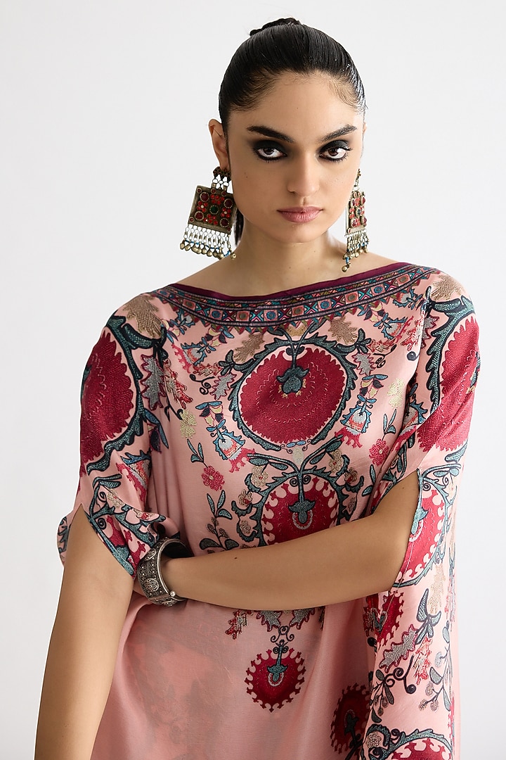 Blush Pink Silk Printed Skirt Set by Rajdeep Ranawat at Pernia's Pop Up Shop