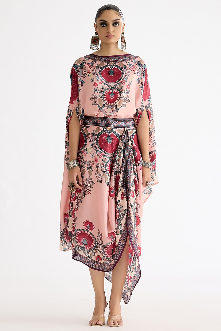 Blush Pink Silk Printed Skirt Set by Rajdeep Ranawat at Pernia's Pop Up Shop