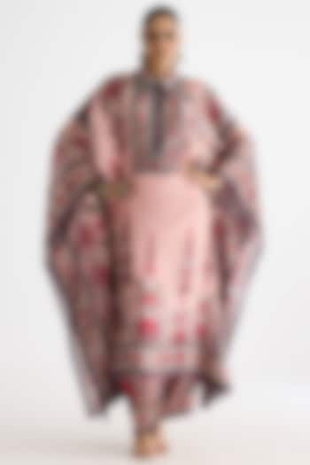 Blush Pink Silk Printed Boxy Kaftan by Rajdeep Ranawat at Pernia's Pop Up Shop