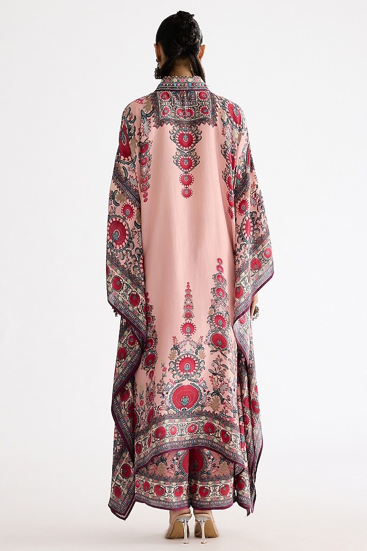 Blush Pink Silk Printed Boxy Kaftan by Rajdeep Ranawat at Pernia's Pop Up Shop