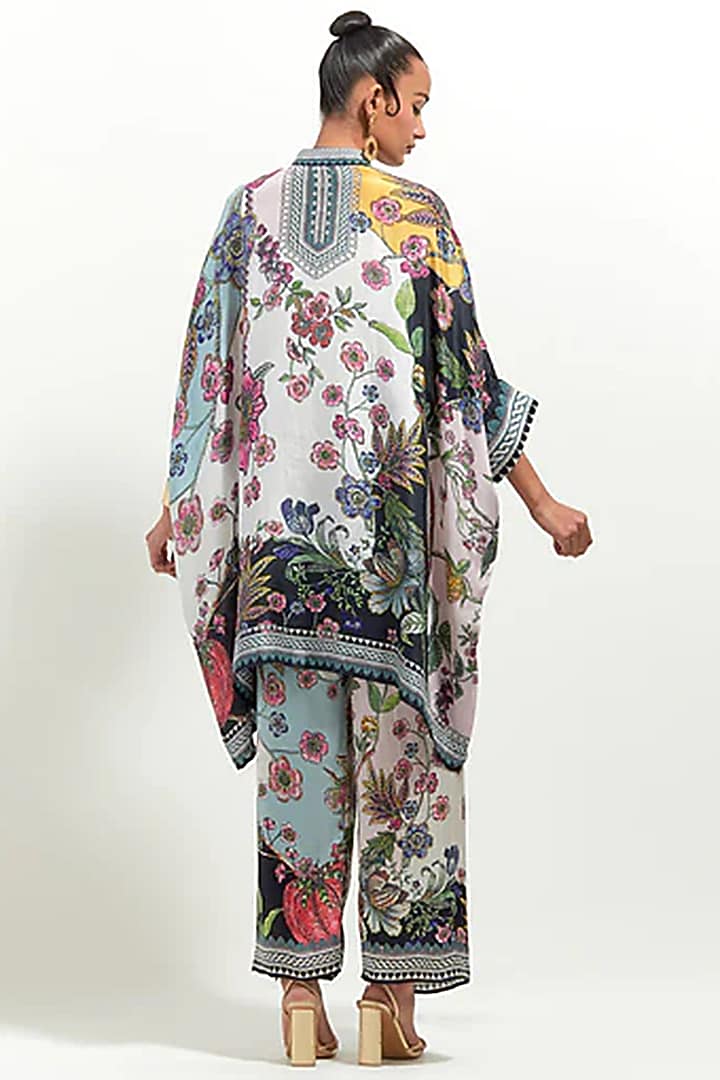 White & Yellow Silk Printed Tunic Set by Rajdeep Ranawat at Pernia's Pop Up Shop