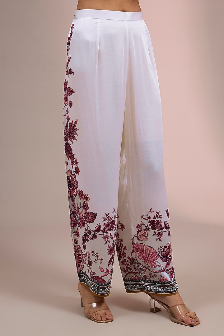 White & Raspberry Colored Silk Short Kurta Set by Rajdeep Ranawat at Pernia's Pop Up Shop
