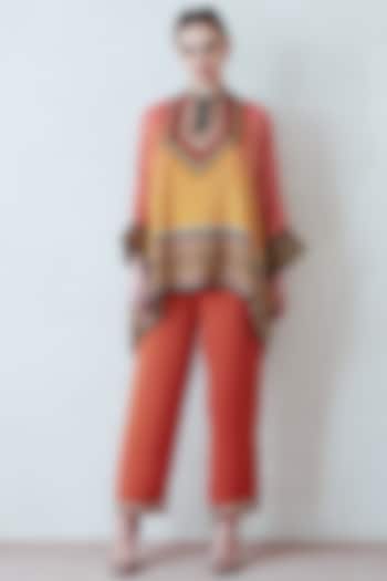 Orange & Yellow Pant Set by Rajdeep Ranawat
