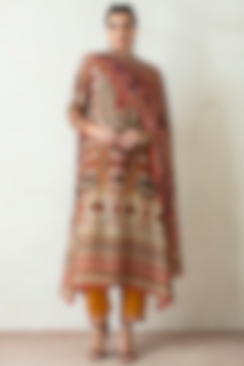 Brown Flared Tunic Set  by Rajdeep Ranawat
