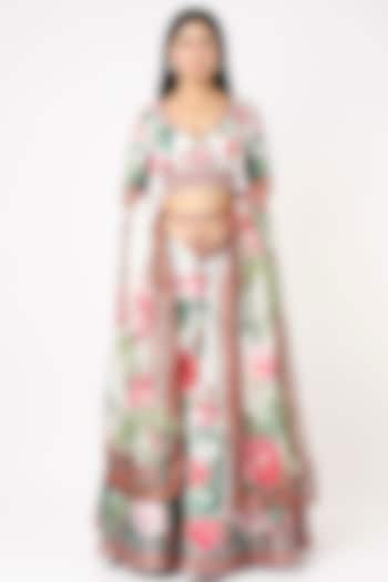 White Printed Wedding Lehenga Set by Rajdeep Ranawat at Pernia's Pop Up Shop