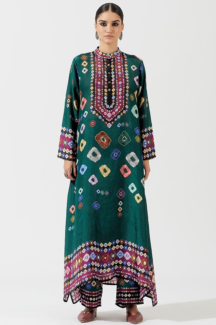 Emerald Silk Long Tunic by Rajdeep Ranawat