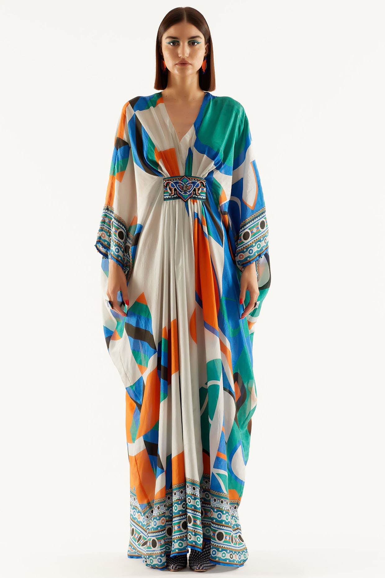 AMARA - Lime Printed Kaftan Dress – Sajeda Lehry Design Studio
