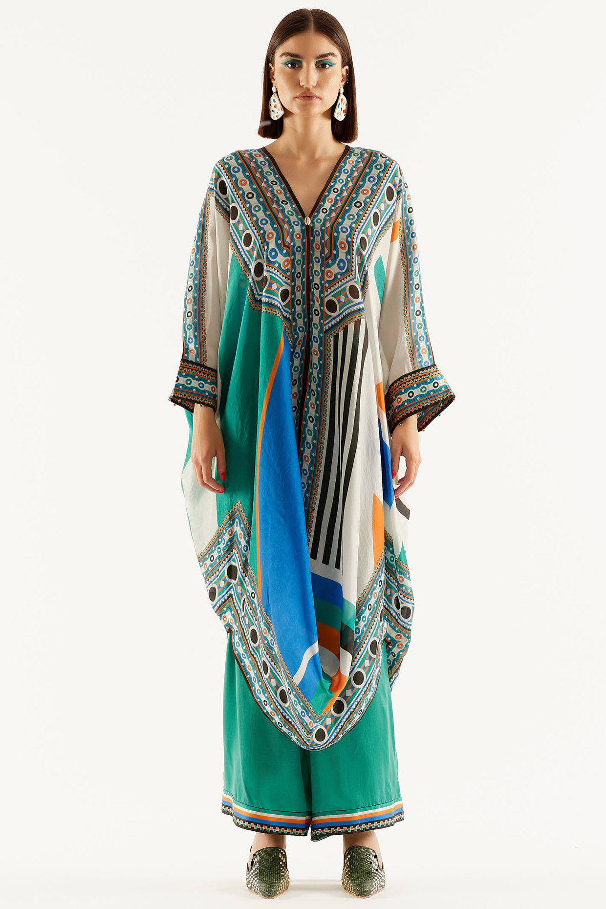 Turtle Dove Silk Kaftan Tunic by Rajdeep Ranawat at Pernia's Pop Up Shop