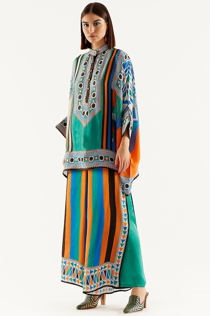 Peacock Green Silk Tunic by Rajdeep Ranawat