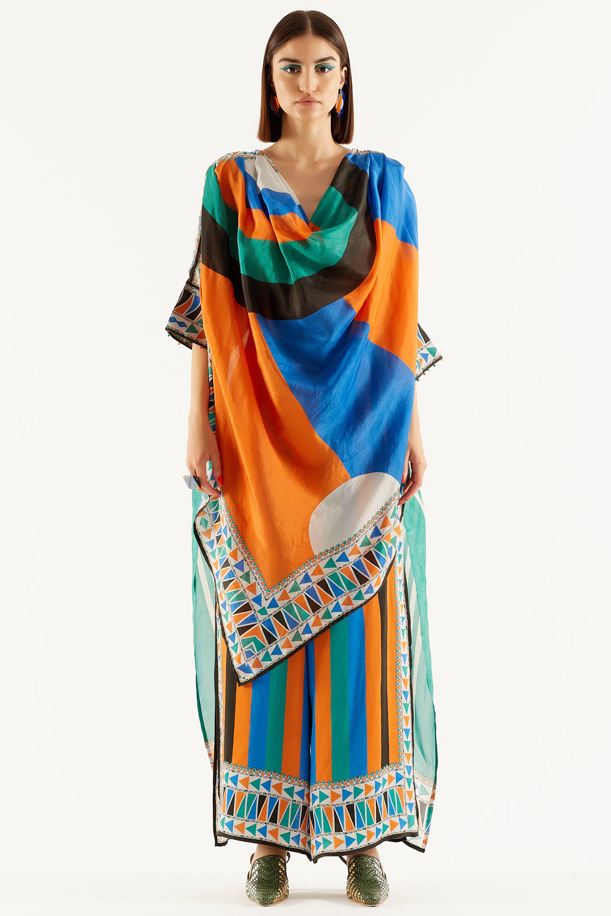 Multi Colored Silk Kaftan Tunic by Rajdeep Ranawat at Pernia's Pop Up Shop