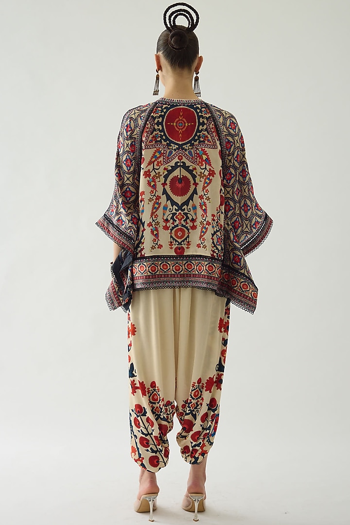 Rust Silk Printed Poncho by Rajdeep Ranawat at Pernia's Pop Up Shop