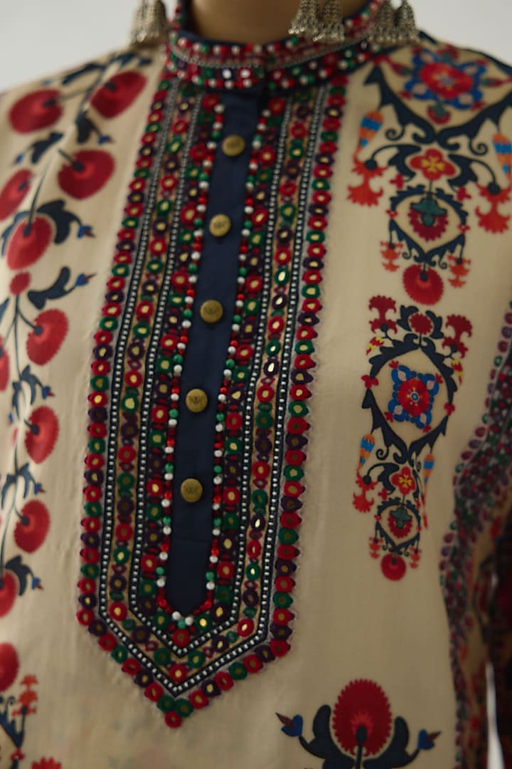 Rust Silk Printed Tunic by Rajdeep Ranawat at Pernia's Pop Up Shop