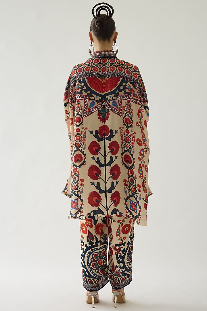 Rust Silk Printed Shirt by Rajdeep Ranawat at Pernia's Pop Up Shop