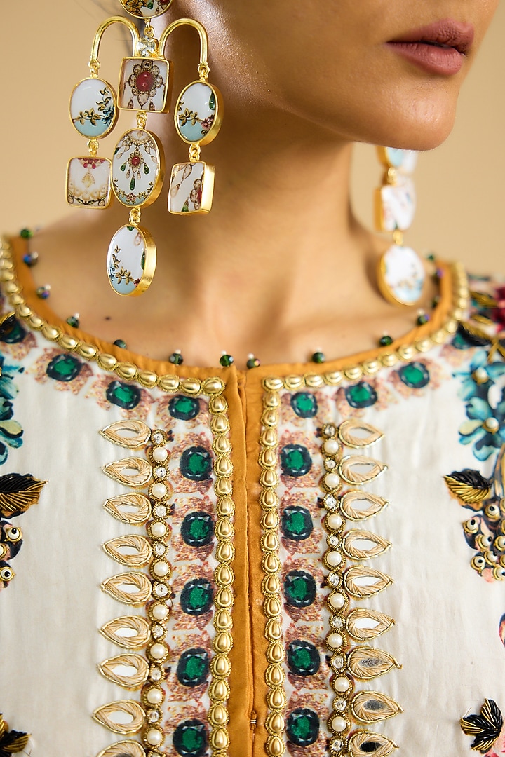 Ivory & Aqua Silk Digital Printed Wedding Sharara Set by Rajdeep Ranawat at Pernia's Pop Up Shop