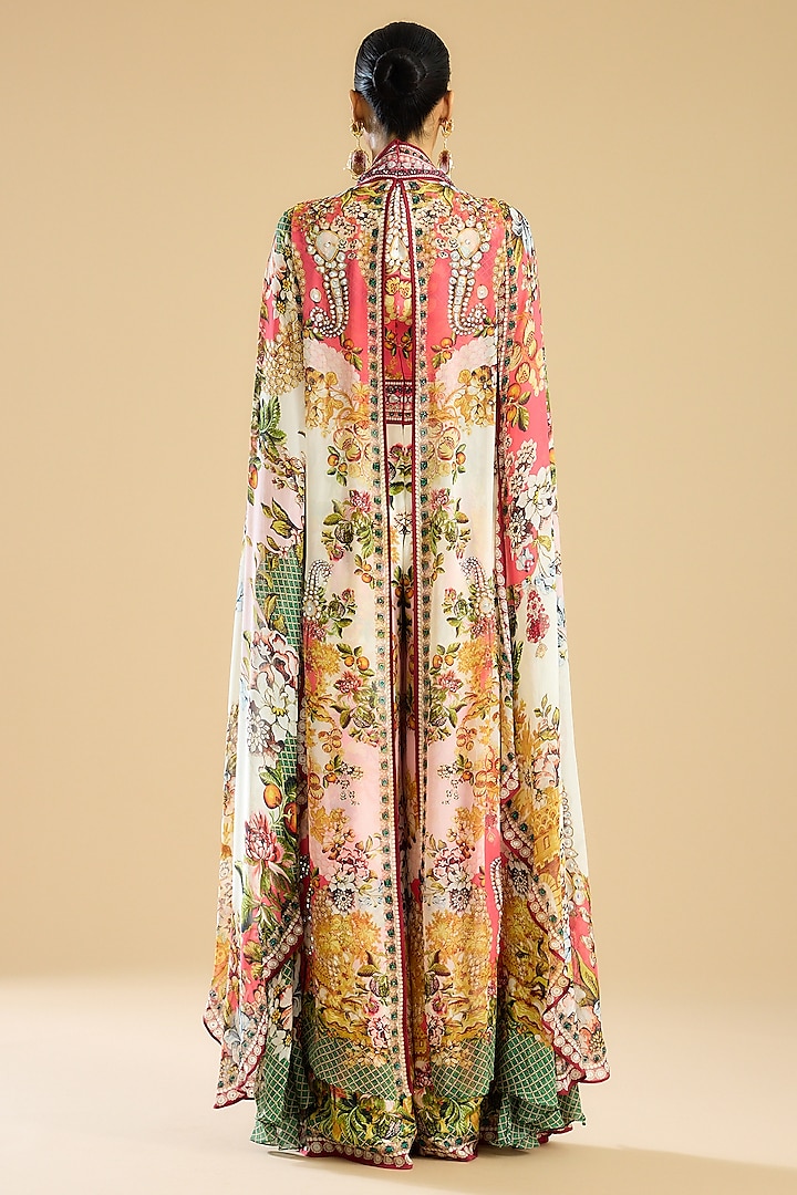 Ivory & Peach Silk Printed Jumpsuit by Rajdeep Ranawat at Pernia's Pop Up Shop