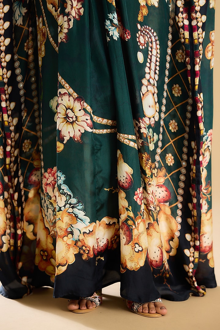 Emerald Silk Printed Kaftan by Rajdeep Ranawat at Pernia's Pop Up Shop