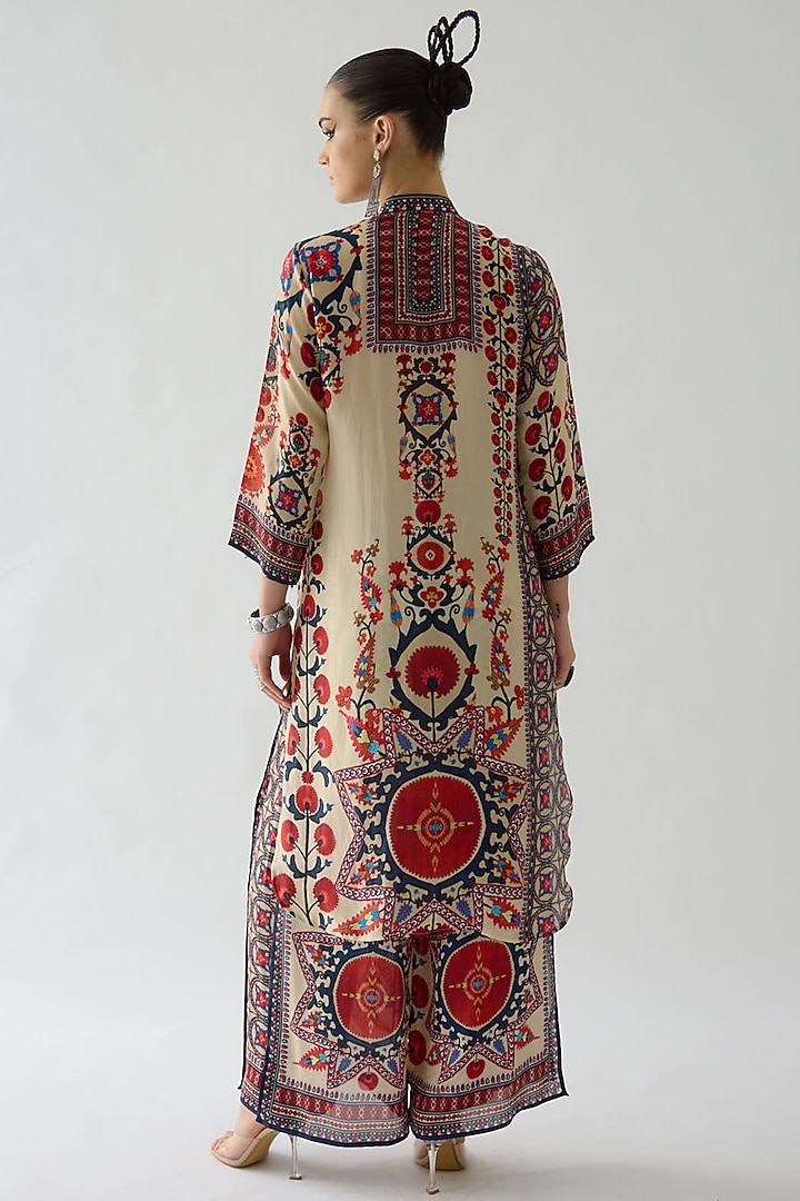 Rust Silk Printed Layered Pants by Rajdeep Ranawat at Pernia's Pop Up Shop